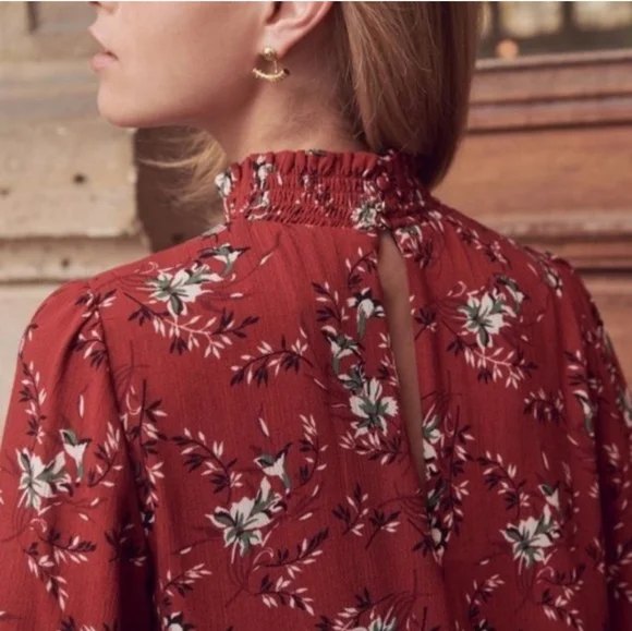 Sezane Olivia folk tomette print dress Size 38 - Picture 2 of 6